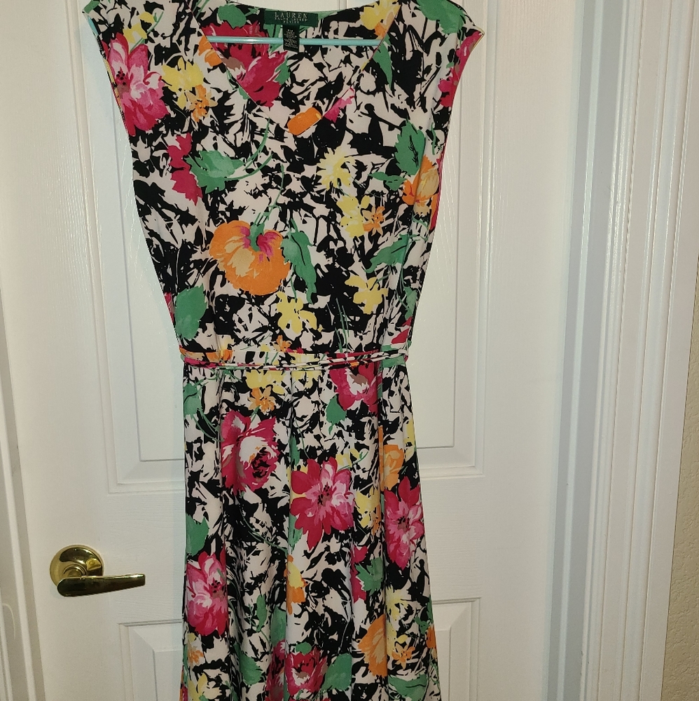 Ralph Laurn size pm floral fit and flare dress